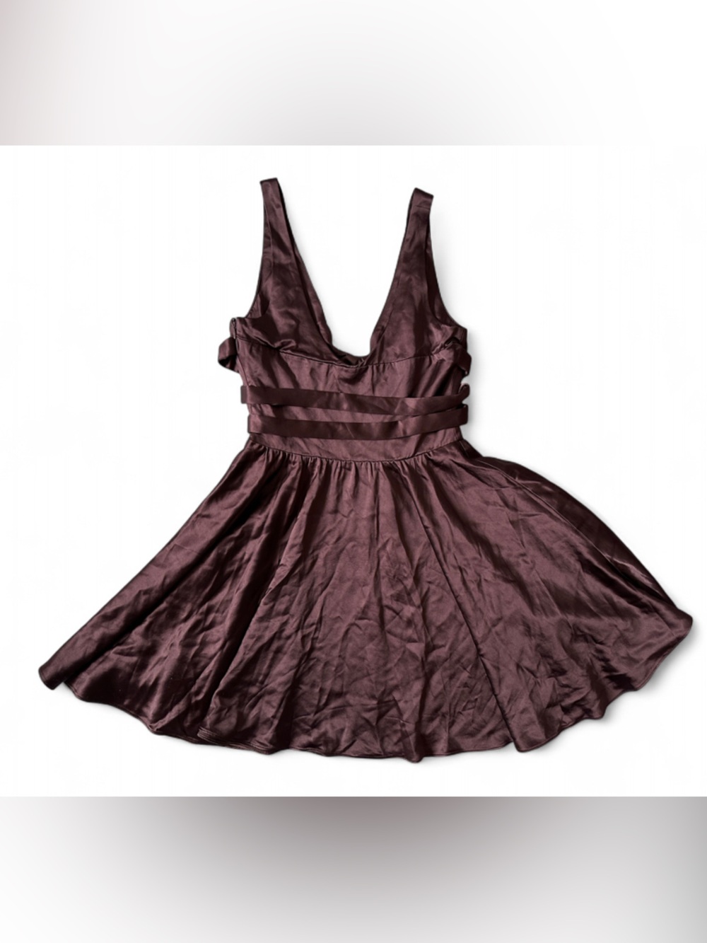 House of CB Shiema Rich Brown Mini Dress Women’s - Size Medium Long - Picture 4 of 13